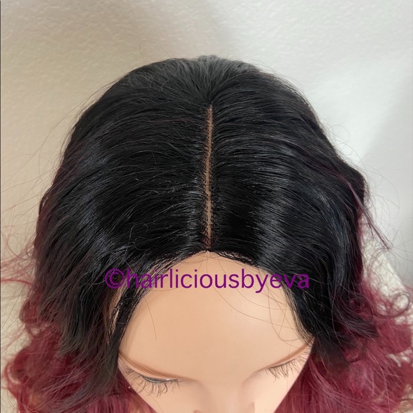 Burgundy red dark mix wig 24 inch long wavy - Picture 3 of 7